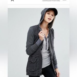 Abercrombie & Fitch Jacket Womens Charcoal Gray Military‎ Hooded Utility, S